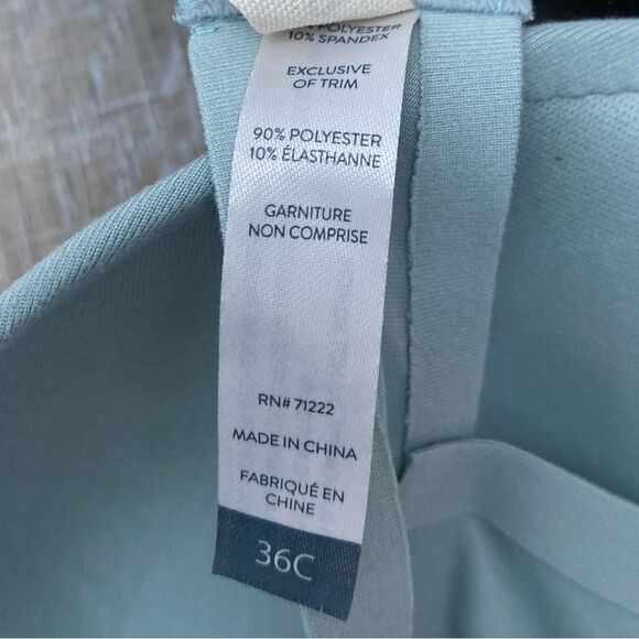 LUCKY BRAND Wire-Free Bra Size 36C Soft Sage Green Brushed Bonded Comfort Lounge - Picture 7 of 8